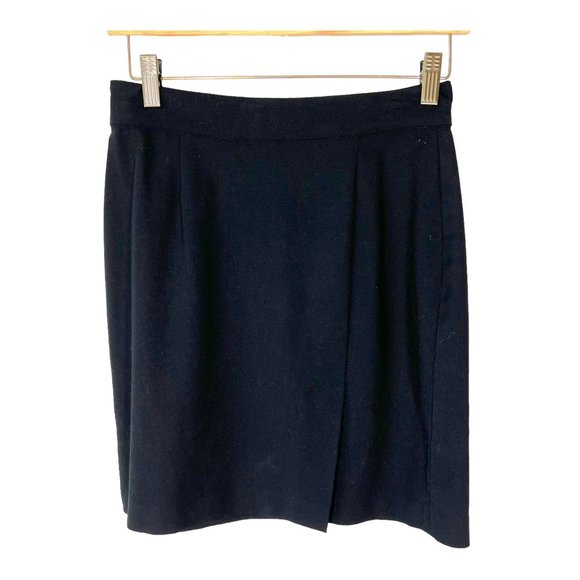 Vintage 90s DKNY Black Wool Mini Skirt 6 - Picture 1 of 9